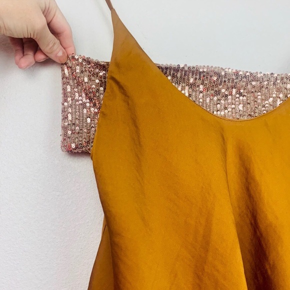 FP Rose-Gold Sparkling Mesh Bandeau with Shimmering Amber Adjustable Camisole - Picture 6 of 16